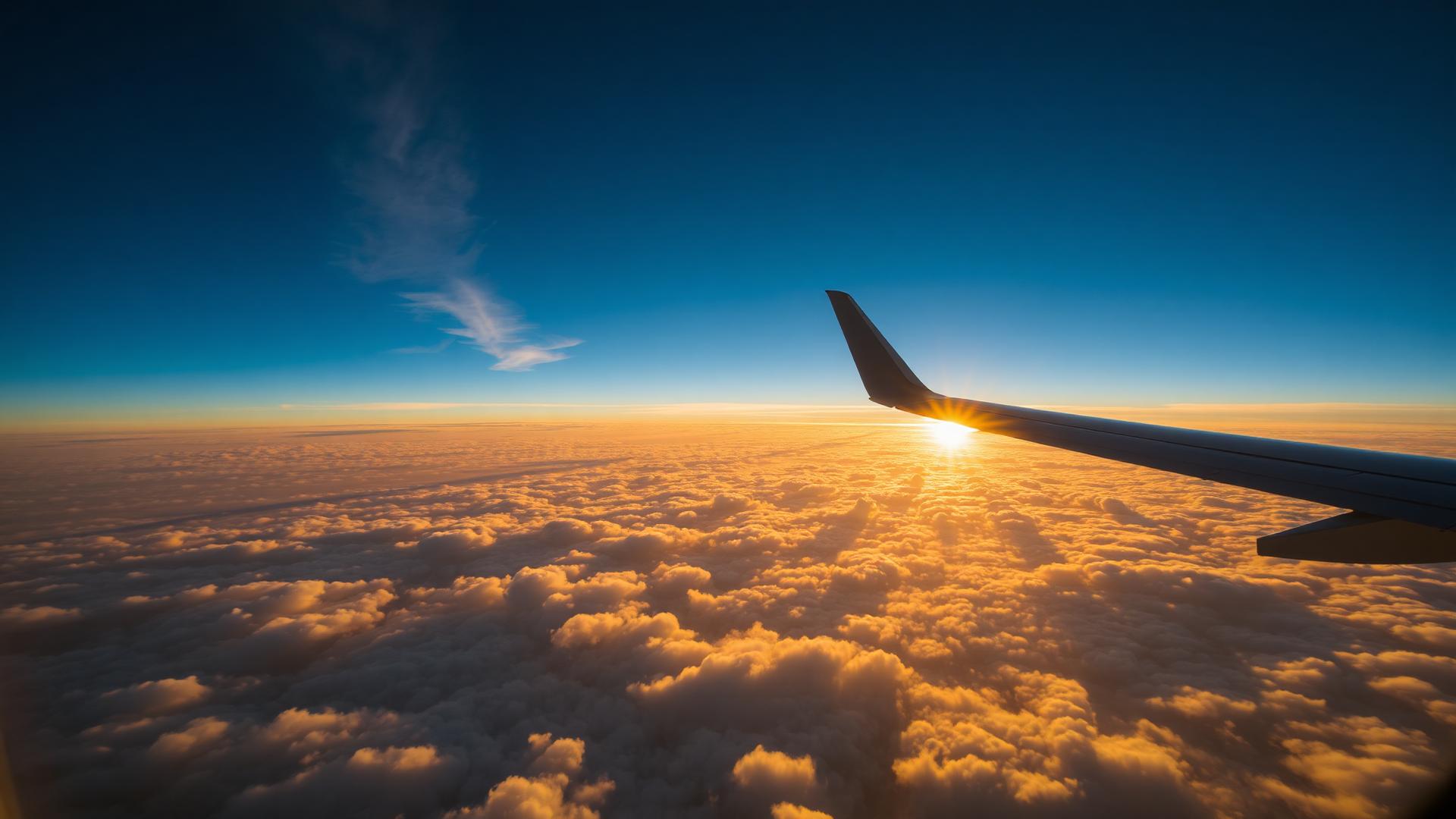 Aircraft wing above clouds