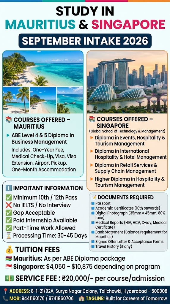 September 2026 study programs in Mauritius and Singapore
